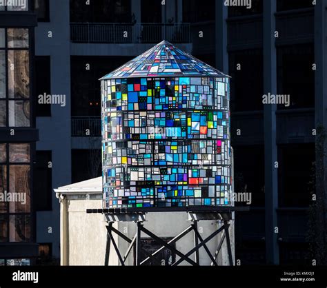 Colorful Water Tower In Brooklyn New York Stock Photo Alamy