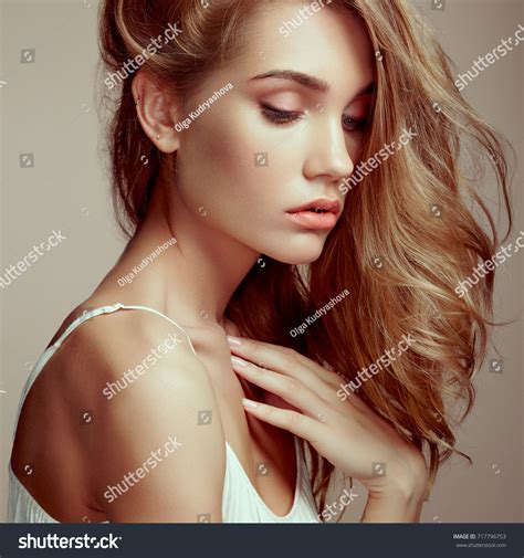 Portrait Young Beautiful Girl Blonde Hair Stock Photo 717796753