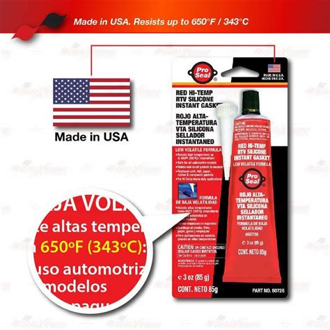 Pro Seal Red High Temp Silicone Sealant Adhesive Intake Exhaust