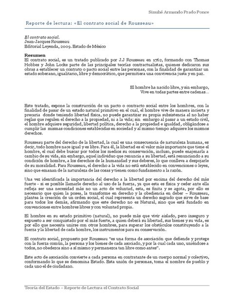 Lo que gana es la libertad civil y la propiedad de todo cuando posee (rousseau, 1985, p. Reporte de Lectura-El Contrato Social de Rousseau | Contrato social | Jean-Jacques Rousseau