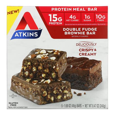 Atkins Protein Meal Bar Double Fudge Brownie Bar 5 Bars 169 Oz 48