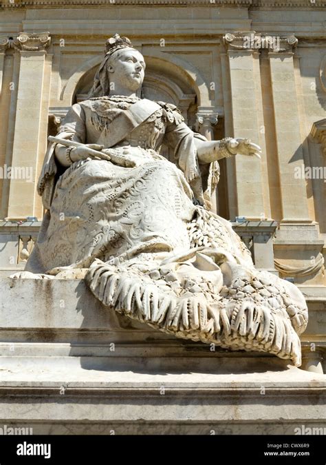 Statue Of Queen Victoria Outside National Library In Valletta Capital