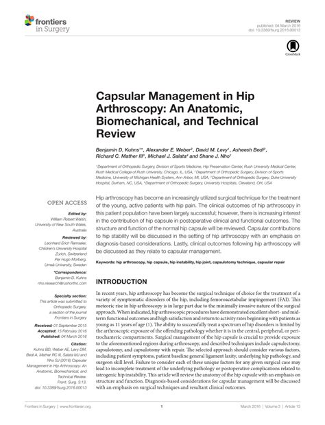Pdf Capsular Management In Hip Arthroscopy An Anatomic
