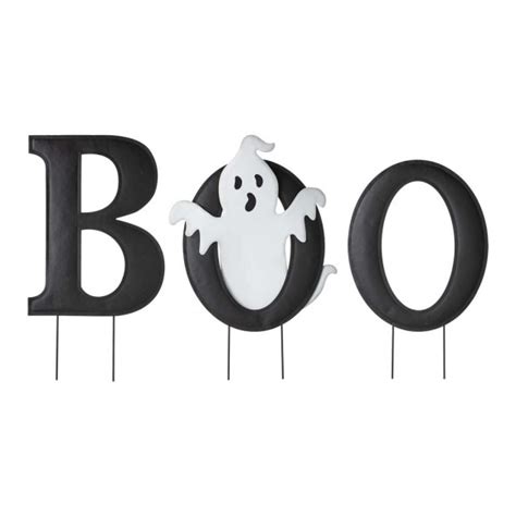 Official Glitzhome 30h Halloween Metal Ghost Boo Yard Stake Or