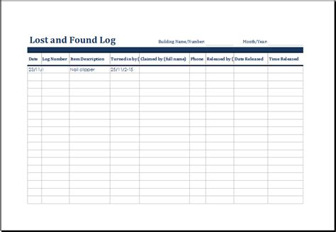 Lost And Found Log Template An Essential Tool For Any Business Free