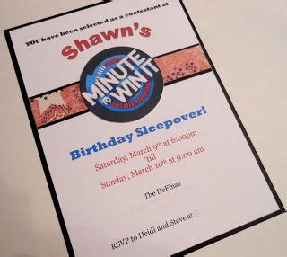 Free minute to win it birthday party invitation. Minute to Win It invitation by Heidi Scraps | Minute to win it, Sleepover games, Indoor birthday ...