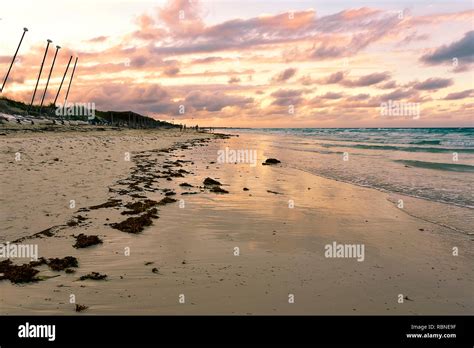 Sunset On The Beach In Cuba Stock Photo Alamy