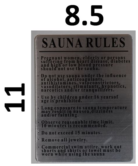 Hpd Signs Sauna Rules Signs The Sturdy Aluminum Signs 11x85 Hpd