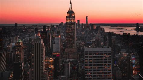Empire State Building Wallpaper 4k Skyscraper New York City Sunset