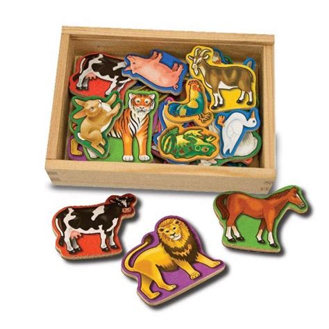 Melissa And Doug Wooden Animal Magnets In A Box Set Of 20