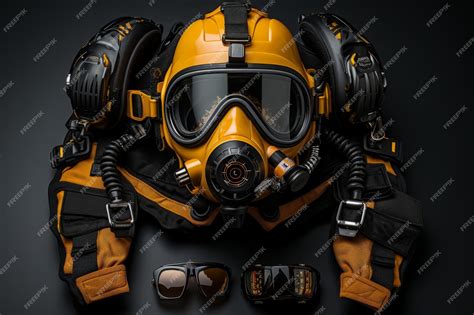 Premium Ai Image Helmet And Skydiving Gloves Representing Safety