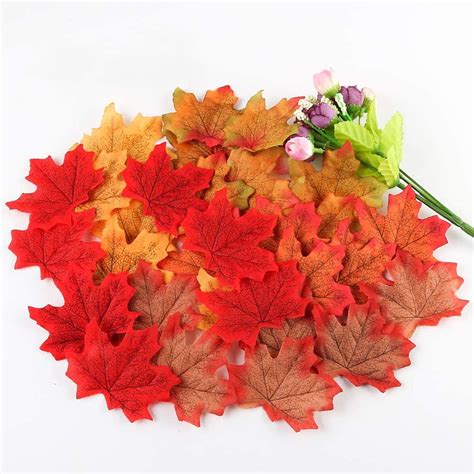 Artificial Maple Leaves Autumn Fall Leaves Bulk Assorted Multicolor