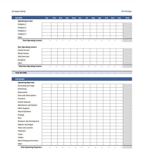 Small Business Budget Templates 10 Free Xlsx Doc And Pdf