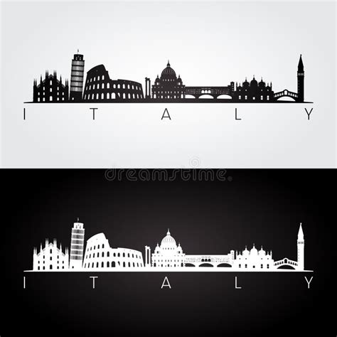 Italy Skyline And Landmarks Silhouette Stock Vector Illustration Of