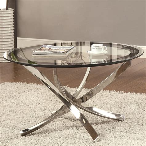 Contemporary Coffee Table Round Glass Modern Furniture Tables Cocktail Chrome 8934062191289 Ebay