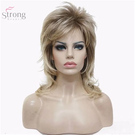 Strongbeauty Womens Wig Blonde Mix 16 Medium Length Straight Layered