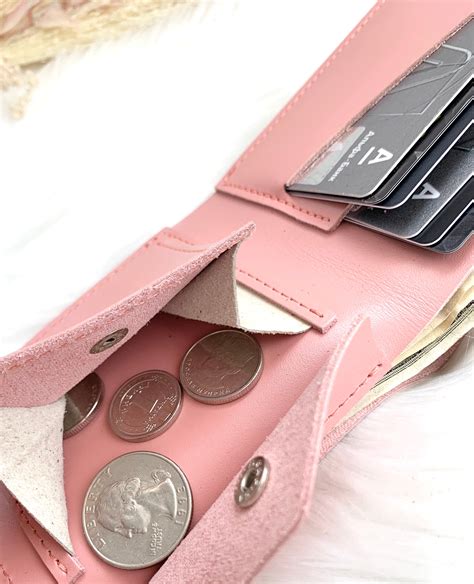 Pink Leather Wallets Women Small Womens Wallet Cute Wallet Etsy