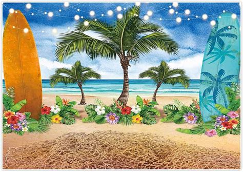 Amazon Com Funnytree Summer Surfboard Beach Themed Party Photography Backdrop Surfs Up Seaside