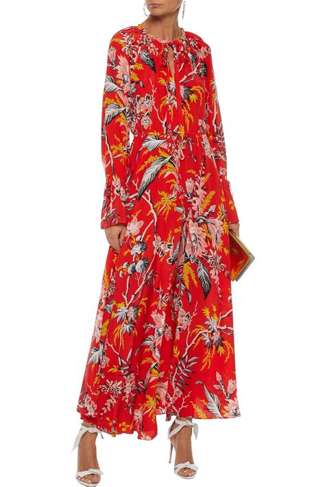 Diane Von Furstenberg Floral Print Silk Crepe De Chine Maxi Dress The Outnet