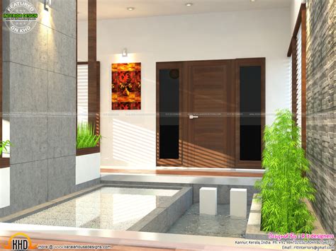 Kerala Home Design With Nadumuttam Main Bedroom Bifurcated Stair