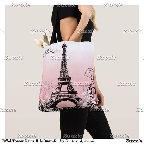 Eiffel Tower Paris All Over Print Tote Bag Printed Tote