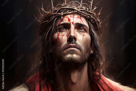 Jesus Christ Wearing Crown Of Thorns Passion And Resurection Easter