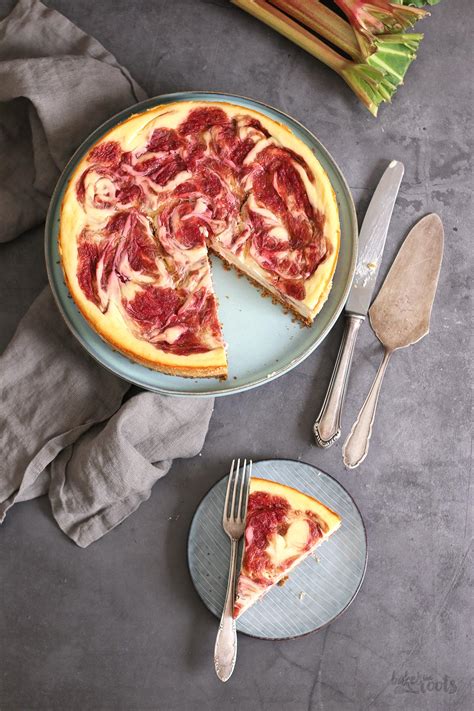 Baked Rhubarb Swirl Cheesecake Bake To The Roots