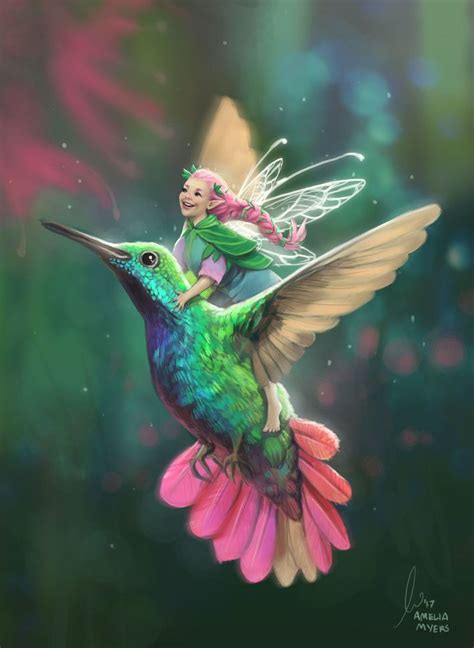 Artstation Hummingbird Rider Amelia Myers Fairytale Art Fairy
