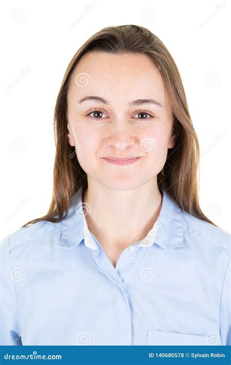 Portrait For Documents Passport Photo Of Young Female In Natural Look