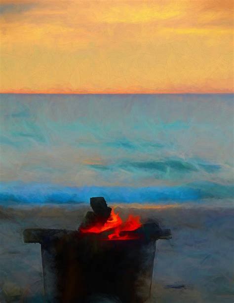 Bonfire On The Beach Painting By Dan Sproul