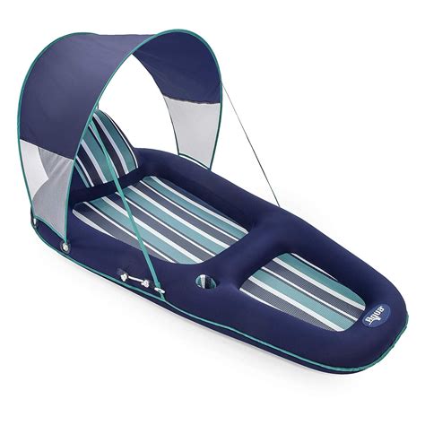 Aqua Leisure Luxurious Inflatable Pool Lounger Float W Sunshade Canopy Blue