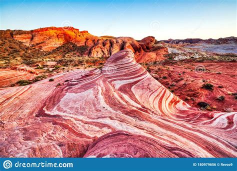 Fire Wave In Valley Of Fire State Park At Sunset Near Las Vegas Nevada