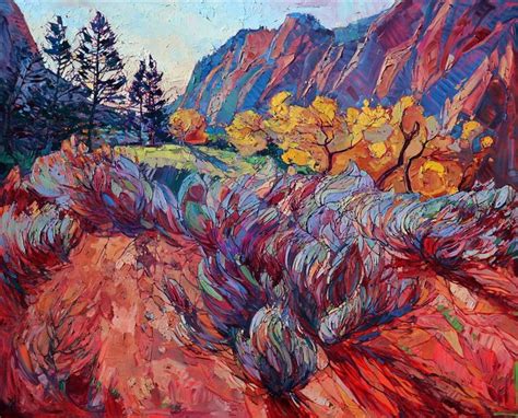 Zion National Park Powerful And Vibrant Oil Painting By Erin Hanson