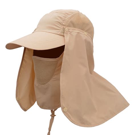 Sun Cap Uv Protection Removable Neck And Face Flap Cover Caps For Summer