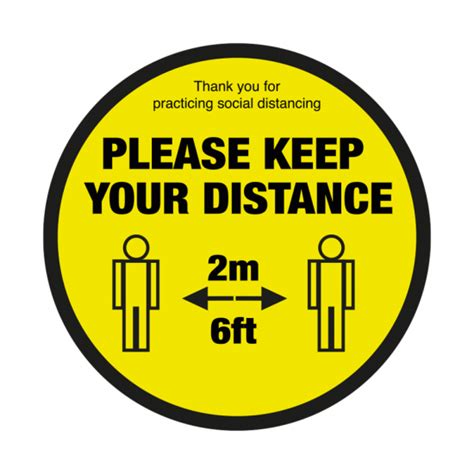 Please Keep Your Distance Text And Symbol Floor Graphic
