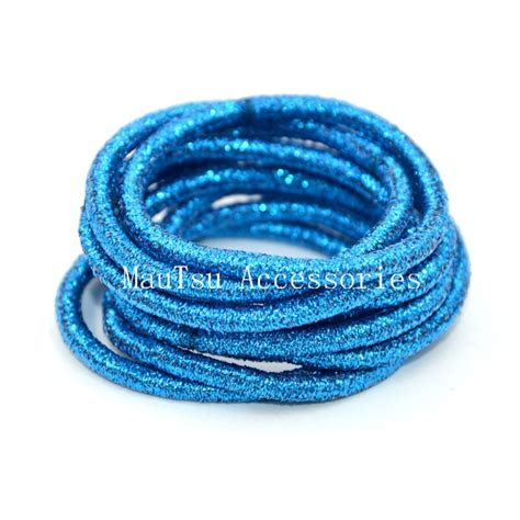 50pcs 4mm Sky Blue Glitter Elastic Hair Bands Ponytail Holders With