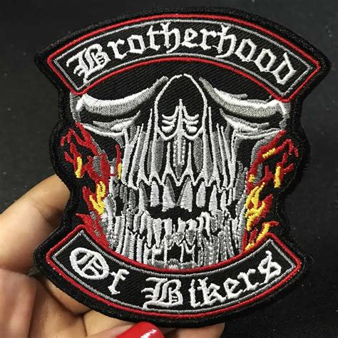 Brother Hoods Of Bikers Skull Biker Patch Custom Embroidered Rocker