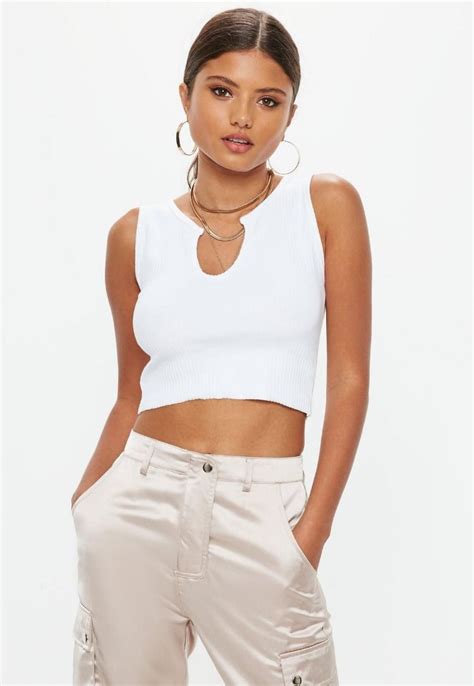 The hands are tied square neck crop top will take you from brunch with bae to cocktails with the girls. Missguided - White Notch Neck Sleeveless Crop Top | Crop ...