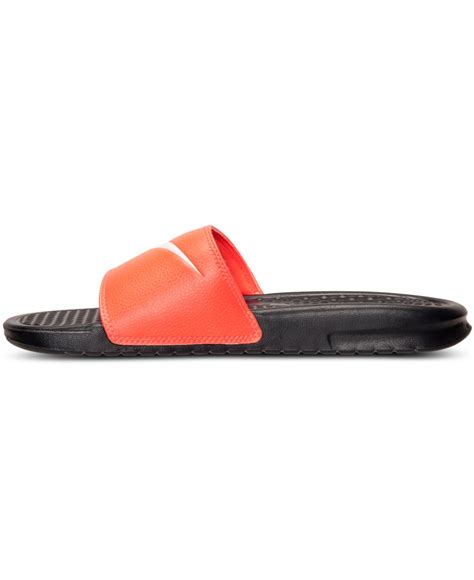 Nike Synthetic Mens Benassi Swoosh Slide Sandals From Finish Line In