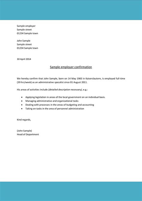 Confirmation Letter Of Employment Templates At