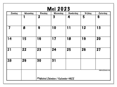 Kalender Mei 2023 Om Af Te Drukken “48zz” Michel Zbinden Sr