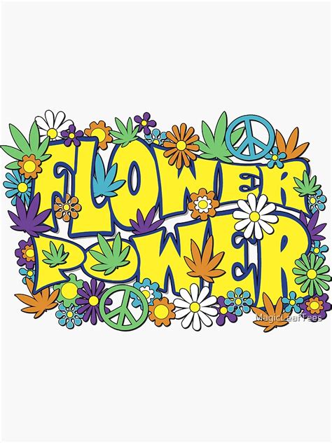 Flower Power Retro 60s 420 Sticker For Sale By Magicleaftees