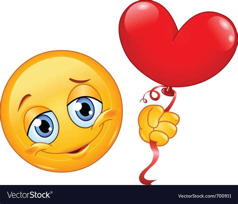 Emoticon Holding A Heart Shape Balloon Download A Free Preview Or High