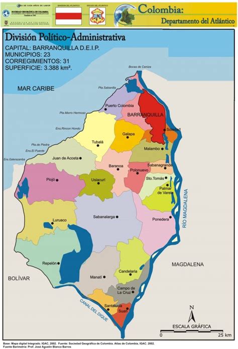 Mapa De Atl Ntico Con Municipios Departamento De Colombia Para