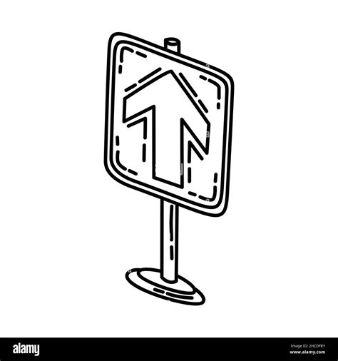 One Way Traffic Part Of Traffic Signs Hand Drawn Icon Set Vector Stock