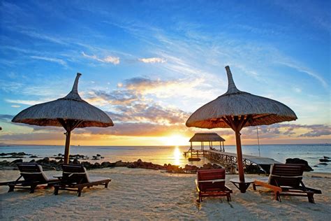 Mauritius Sunset Island Indian Ocean Relax Chairs Tropical