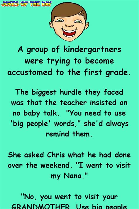 Swear words in a joke don't necessarily make it any funnier. Funny Clean Joke: The Teacher was trying to teach her ...