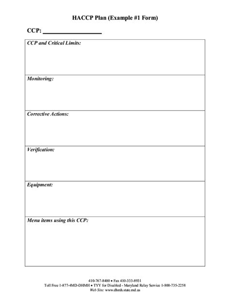 Haccp Plan Template Maryland Fill Online Printable Fillable Blank