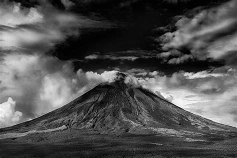 Gray Scale Photo Of Active Volcano · Free Stock Photo