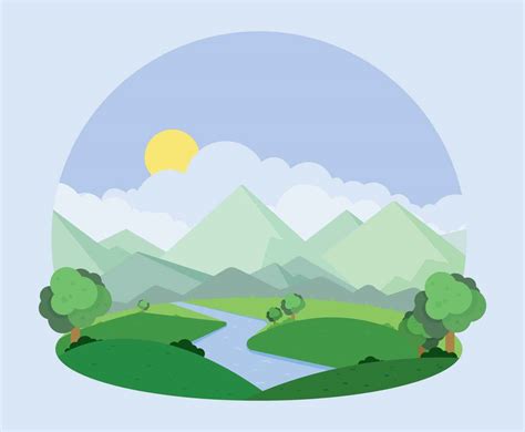 Free Valley With Blue River Illustration Vector Art And Graphics
